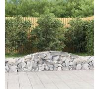 Paniers à gabions arqués 2 pcs 400x30x40/60 cm Fer galvanisé, gabion, cage de gabion, panier de mur de gabion, mur de gabion