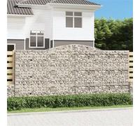 3x Paniers à Gabions Arqués Cages à Gabions Arquées Murs de Gabion Barrières de Jardin Terrasse Extérieur 400x50x180/200 cm Fer Galvanisé