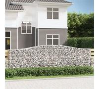 4x Paniers à Gabions Arqués Cages à Gabions Arquées Murs de Gabion Barrières de Jardin Terrasse Extérieur 400x30x120/140 cm Fer Galvanisé