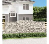 vidaXL 4x Paniers à Gabions Arqués Cages à Gabions Arquées Murs de Gabion Barrières de Jardin Terrasse Extérieur 400x30x140/160 cm Fer Galvanisé
