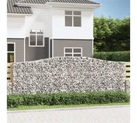 vidaXL 6x Paniers à Gabions Arqués Cages à Gabions Arquées Murs de Gabion Barrières de Jardin Terrasse Extérieur 400x50x140/160 cm Fer Galvanisé