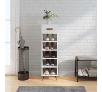 Vidaxl Armoire À Chaussure Blanc Brillant 30x35x105 Cm Bois Ingénierie Blanc