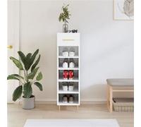 Vidaxl Armoire À Chaussure Blanc Brillant 30x35x105 Cm Bois Ingénierie Blanc