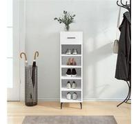 vidaXL Armoire à Chaussures, Étagère à Chaussures avec Tiroir et Pieds, Meuble à Chaussures avec 5 Compartiments Salon, Blanc Bois d'Ingénierie Blanc
