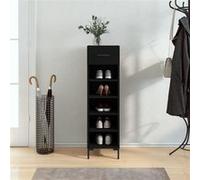 Vidaxl Armoire À Chaussures Noir 30x35x105 Cm Bois D'ingénierie Marron
