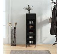 Vidaxl Armoire À Chaussures Noir 30x35x105 Cm Bois D'ingénierie Marron