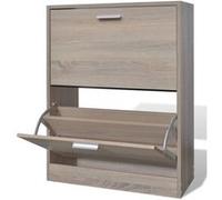 vidaXL Meuble à chaussures en bois avec 2 compartiments Aspect chêne