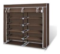 Vidaxl Armoire À Chaussures Avec Housse 115 X 28 X 110 Cm Tissu Marron Marron