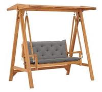 vidaXL Schommelbank met grijs kussen 170 cm massief teakhout3062878 G