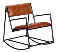 Vidaxl Chaise À Bascule Marron Cuir Véritable Marron