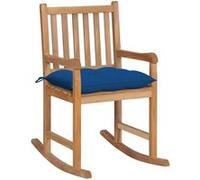 vidaXL Schommelstoel met blauw kussen massief teakhout3062782 Bleu G
