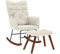 vidaXL Schommelstoel met krukje fluweel crÃmekleurig4016852 Blanc G