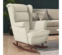 vidaXL Fauteuil à Bascule et Pieds en Bois Massif d'Hévéa Fauteuil de Détente Salon Salle de Séjour Chambre Maison Intérieur 329372