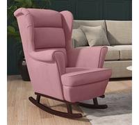 Vidaxl Fauteuil À Bascule Et Pieds En Bois Massif D'hévéa Rose Velours Multicolore