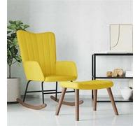 Vidaxl Chaise À Bascule Avec Repose-Pied Jaune Moutarde Velours Jaune