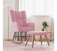 Chaise à Bascule avec Repose-pied Fauteuil de Relaxation avec Tabouret Siège de Détente Salon Maison Intérieur Rose Velours