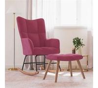 vidaXL Schommelstoel met voetenbank fluweel wijnrood328155 Rouge G