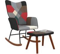vidaXL Schommelstoel met voetenbank patchwork stof328204 Multicolore G