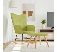Vidaxl Chaise à bascule Avec Tabouret Vert Tissu Vert