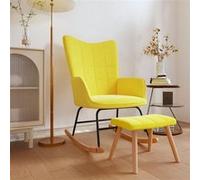Vidaxl Chaise À Bascule Avec Tabouret Jaune Moutarde Tissu Jaune