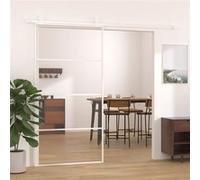 vidaXL Schuifdeur 102,5x205 cm ESG-glas en aluminium wit151664 blanc G