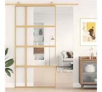 vidaXL Porte Coulissante, Porte Suspendue avec Butoir, Porte avec Panneaux Grange Cuisine Maison Intérieur, Doré Verre Clair et Aluminium