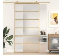 vidaXL Porte Coulissante, Porte Suspendue avec Butoir, Porte avec Panneaux Grange Cuisine Maison Intérieur, Doré Verre Dépoli et Aluminium