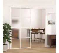 vidaXL Porte coulissante Verre ESG dépoli aluminium 102,5x205 cm Blanc