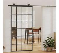 vidaXL Porte coulissante Verre ESG et aluminium 102x205 cm Noir