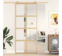 vidaXL Schuifdeur 90x205 cm helder ESG-glas en aluminium goudkleurig155185 G