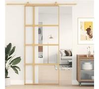 vidaXL Porte coulissante doré 90x205 cm verre ESG clair et aluminium
