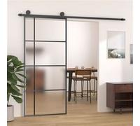 vidaXL Porte coulissante Verre ESG dépoli et aluminium 90x205 cm Noir