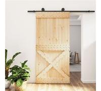 vidaXL Schuifdeur met beslag 100x210 cm massief grenenhout3203081 G