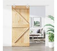 Porte coulissante et kit de quincaillerie 100x210 cm pin massif, porte intérieure, porte de grange intérieure, porte de grange