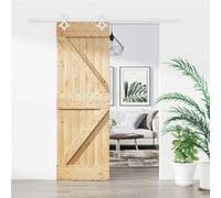 Porte coulissante et kit de quincaillerie 70x210 cm pin massif, porte intérieure, porte de grange intérieure, porte de grange