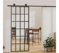 Porte Coulissante et Quincaillerie Système de Porte Coulissante Salon Salle de Séjour Intérieur Maison Verre ESG et Aluminium 76x205 cm