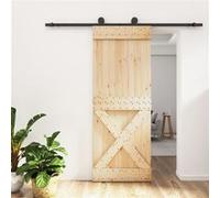 vidaXL Porte coulissante et kit de quincaillerie 80x210 cm pin massif, porte intérieure, porte de grange intérieure, porte de grange