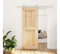 Porte coulissante et kit de quincaillerie 80x210 cm pin massif, porte intérieure, porte de grange intérieure, porte de grange