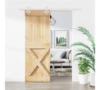 Porte coulissante et kit de quincaillerie 80x210 cm pin massif