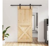 Porte coulissante et kit de quincaillerie 85x210 cm pin massif, porte intérieure, porte de grange intérieure, porte de grange