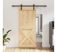 vidaXL Porte coulissante et kit de quincaillerie 90x210 cm pin massif