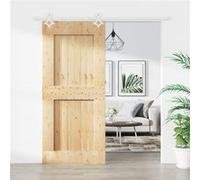 Porte coulissante et kit de quincaillerie 90x210 cm pin massif, porte intérieure, porte de grange intérieure, porte de grange