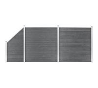 Schuttingset 2 vierkant en 1 schuin 446x186 cm HKC grijs3053234
