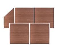 Schuttingset 4 vierkant en 1 schuin 792x186 cm HKC bruin3053218