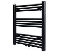 vidaXL Sèche-serviettes porte-serviette eau chaude à rails droits 600 x 764 mm Noirs