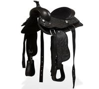 Vidaxl Selle, Bridon Et Col De Poitrine Cuir Vã©Ritable 12 Po Noir