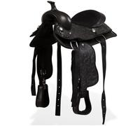 Vidaxl Selle, Bridon Et Col De Poitrine Cuir Vã©Ritable 12 Po Noir