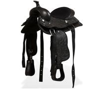 vidaXL Selle, bridon et col de poitrine Cuir véritable 13 po Noir