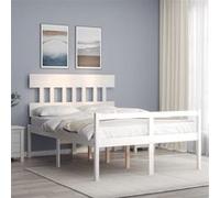 Vidaxl Lit Pour Personne Âgée Et Tête De Lit 120x200 Cm Bois Massif Blanc
