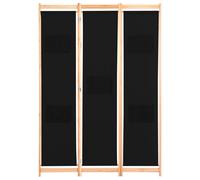 vidaXL Séparation de pièce en 3 parties Noir 120 x 170 x 4 cm Tissu